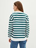 Bisiklet Yaka Çizgili Uzun Kollu Kadın Sweatshirt