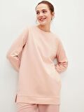 Bisiklet Yaka Düz Oversize Kadın Sweatshirt Tunik