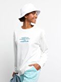 Bisiklet Yaka Baskılı Uzun Kollu Kadın Sweatshirt