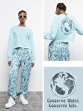 Bisiklet Yaka Baskılı Uzun Kollu Kadın Sweatshirt