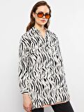 Desenli Uzun Kollu Oversize Poplin Kadın Gömlek Tunik