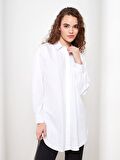 Düz Uzun Kollu Oversize Poplin Kadın Gömlek Tunik