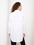 Düz Uzun Kollu Oversize Poplin Kadın Gömlek Tunik