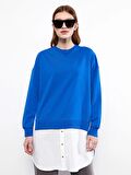 Bisiklet Yaka Renk Bloklu Uzun Kollu Kadın Sweatshirt Tunik