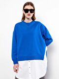 Bisiklet Yaka Renk Bloklu Uzun Kollu Kadın Sweatshirt Tunik