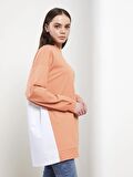 Bisiklet Yaka Renk Bloklu Uzun Kollu Kadın Sweatshirt Tunik