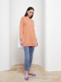Bisiklet Yaka Renk Bloklu Uzun Kollu Kadın Sweatshirt Tunik
