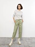 Beli Lastikli Düz Gabardin Kadın Pantolon