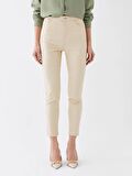 Slim Fit Cep Detaylı Gabardin Kadın Pantolon