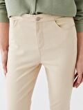 Slim Fit Cep Detaylı Gabardin Kadın Pantolon