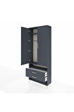 Arges Dolap 3 Raflı 2 Çekmeceli Tek Askılı 88x30x221 Antrasit-Antrasit