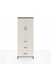 Arges Dolap 3 Raflı 3 Çekmeceli 2 Kapaklı 88x30x221 Antrasit-Aytaşı