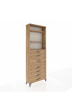 Arges Dolap 3 Raflı 7 Çekmeceli 88x30x243 Çam-Çam