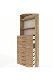Arges Dolap 3 Raflı 7 Çekmeceli 88x30x243 Çam-Çam