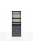 Arges Dolap 4 Raflı 4 Çekmeceli 88x30x243 Antrasit-Antrasit
