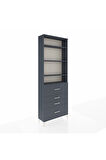 Arges Dolap 4 Raflı 4 Çekmeceli 88x30x243 Antrasit-Antrasit