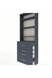 Arges Dolap 4 Raflı 4 Çekmeceli 88x30x243 Antrasit-Antrasit