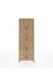 Arges Dolap 5 Raflı 2 Çekmeceli 4 Kapaklı 88x30x243 Çam-Çam