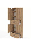 Arges Dolap 5 Raflı 2 Çekmeceli 4 Kapaklı 88x30x243 Çam-Çam