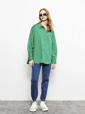Düz Uzun Kollu Kadın Oversize Gömlek