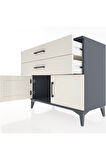Hyperion Şifonyer 2 Çekmeceli 2 Kapaklı 88x44x80 Antrasit-Aytaşı