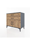Hyperion Şifonyer 2 Çekmeceli 2 Kapaklı 88x44x80 Antrasit-Çam