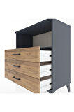 Hyperion Şifonyer Tek Raflı 3 Çekmeceli 88x44x96 Antrasit-Çam