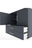 Hyperion Şifonyer 2 Raflı 2 Çekmeceli 2 Kapaklı 88x44x96 Antrasit-Antrasit