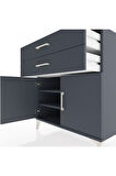 Hyperion Şifonyer 2 Raflı 2 Çekmeceli 2 Kapaklı 88x44x96 Antrasit-Antrasit