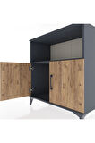Hyperion Şifonyer Tek Raflı 2 Kapaklı 88x44x96 Antrasit-Çam