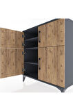 Hyperion Şifonyer 3 Raflı 4 Kapaklı 88x44x96 Antrasit-Çam