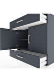Hyperion Şifonyer 2 Raflı 2 Çekmeceli 2 Kapaklı 88x44x96 Antrasit-Antrasit