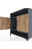 Hyperion Şifonyer 2 Raflı 2 Kapaklı 88x44x96 Antrasit-Çam
