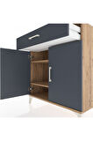 Hyperion Şifonyer 2 Raflı Tek Çekmeceli 2 Kapaklı 88x44x96 Çam-Antrasit