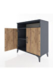 Hyperion Şifonyer 2 Raflı 2 Kapaklı 88x44x96 Antrasit-Çam