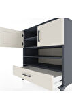 Hyperion Şifonyer 4 Raflı Tek Çekmeceli 2 Kapaklı 88x44x96 Antrasit-Aytaşı