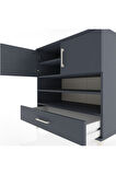 Hyperion Şifonyer 4 Raflı Tek Çekmeceli 2 Kapaklı 88x44x96 Antrasit-Antrasit