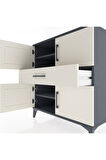 Hyperion Şifonyer 3 Raflı Tek Çekmeceli 4 Kapaklı 88x44x96 Antrasit-Aytaşı