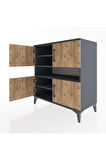 Hyperion Şifonyer 5 Raflı 4 Kapaklı 88x44x96 Antrasit-Çam