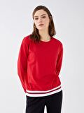 Bisiklet Yaka Düz Uzun Kollu Kadın Sweatshirt