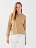 Bisiklet Yaka Düz Uzun Kollu Kadın Sweatshirt
