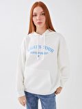 Kapüşonlu Nakışlı Uzun Kollu Kadın Sweatshirt