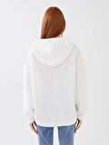 Kapüşonlu Nakışlı Uzun Kollu Kadın Sweatshirt