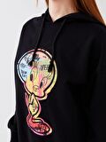 Tweety Baskılı Kadın Oversize Hoodie