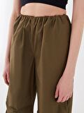 Kadın Beli Lastikli Düz Paraşüt Pantolon