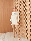 Bisiklet Yaka Baskılı Uzun Kollu Kadın Sweatshirt Tunik