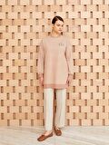 Bisiklet Yaka Çizgili Uzun Kollu Oversize Kadın Sweatshirt Tunik