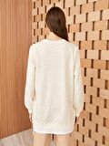 Kadın Bisiklet Yaka Desenli Uzun Kollu Sweatshirt Tunik