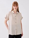 Düz Kısa Kollu Oversize Poplin Kadın Gömlek