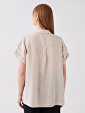 Düz Kısa Kollu Oversize Poplin Kadın Gömlek